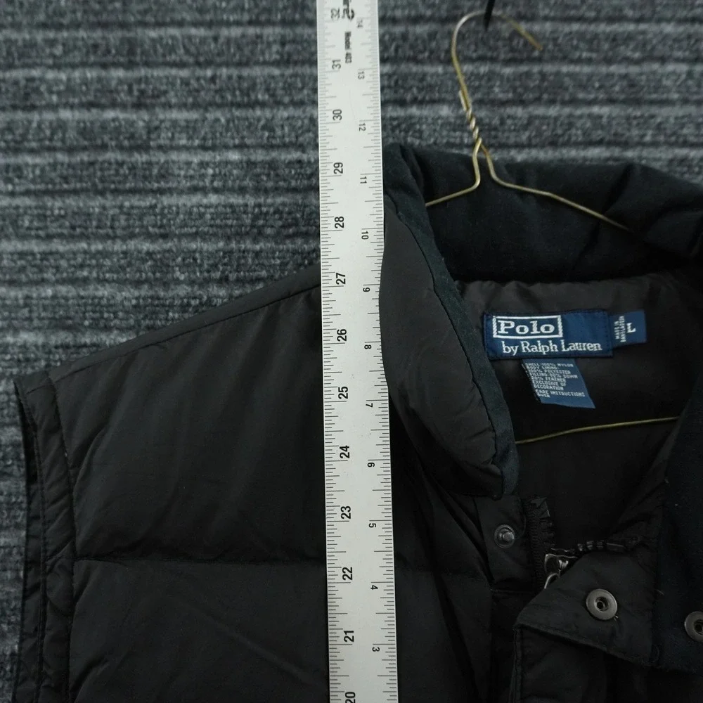 Polo Ralph Lauren Puffer Vest Mens Large Black Down Filled Quilted Zip Snap